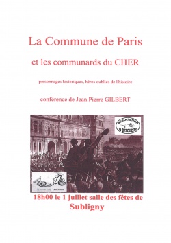 CONFERENCE &quot;LA COMMUNE DE PARIS et les COMMUNARDS Du CHER