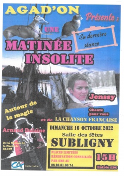 MATINEE INSOLITE - 16 octobre 2022 - 15h00