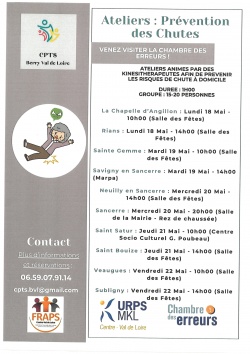 ATELIER prévention des chutes -vendredi 22 mai à 14h00 - salle des fêtes