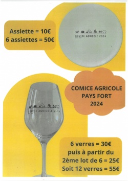 ASSIETTES et VERRES à vendre pour le comice agricole
