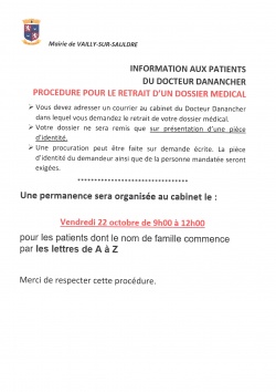 INFORMATION AUX PATIENTS DU DOCTEUR DANANCHER