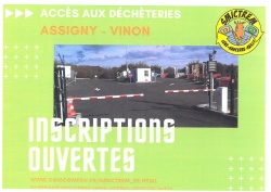 SMICTREM - Gestion d&#039;accès aux déchèteries d&#039;Assigny et Vinon - Inscription des véhicules